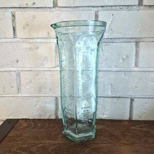 Vintage Vetreria Etrusca Hexagon Green Glass Wet & Dry Measuring Jar, Italy Made